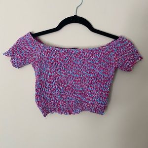 Topshop off the shoulder smocked top